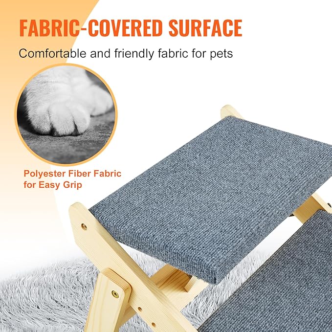 VEVOR Wood Pet Stairs/Pet Steps 2-in-1 Foldable 2 Steps 110 lbs