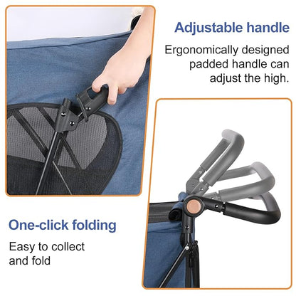 Dog Stroller Pet 4 Wheels,