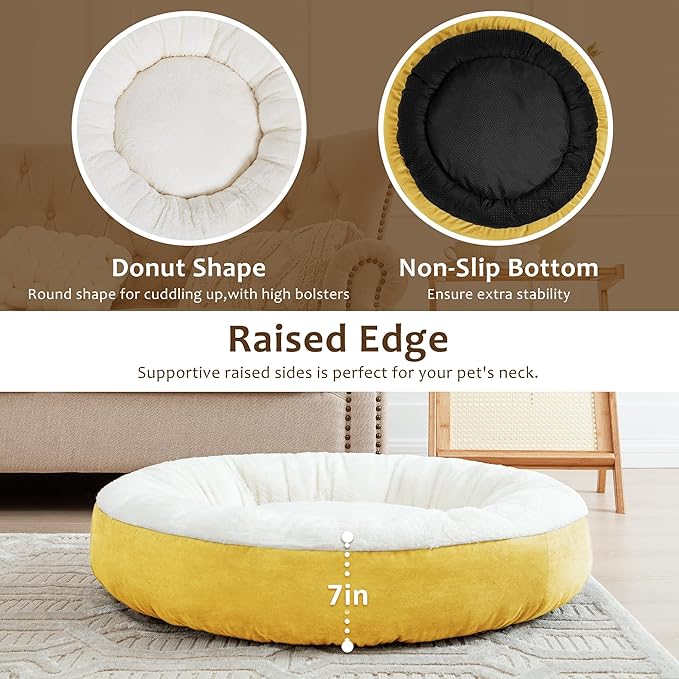 Love's cabin Donut Pet Bed Mat 30in, Yellow,