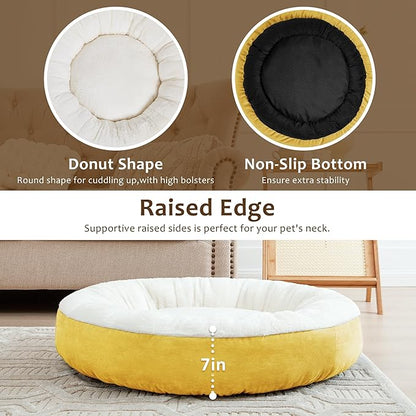 Love's cabin Donut Pet Bed Mat 30in, Yellow,