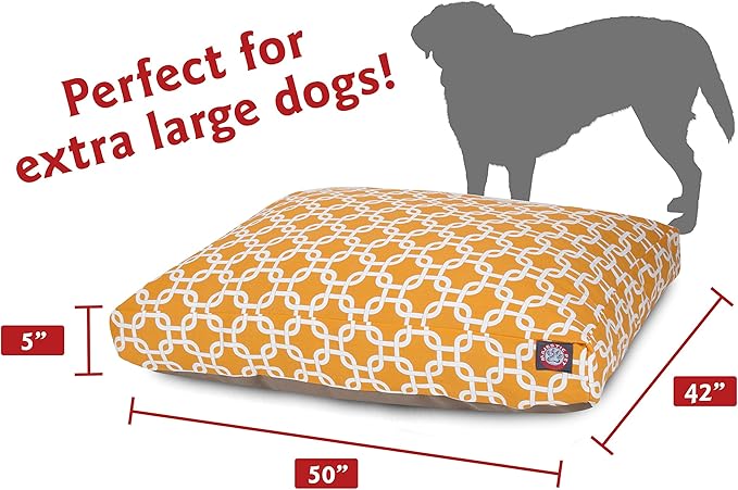 Yellow Links Extra Large Rectangle Indoor Outdoor Pet Dog Bed With Removable Washable Cover By Majestic Pet Products