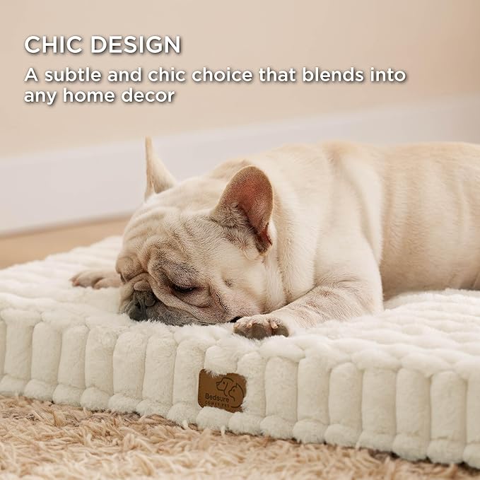 Bedsure Orthopedic Dog Bed for Medium Dogs (30x20, Cream)