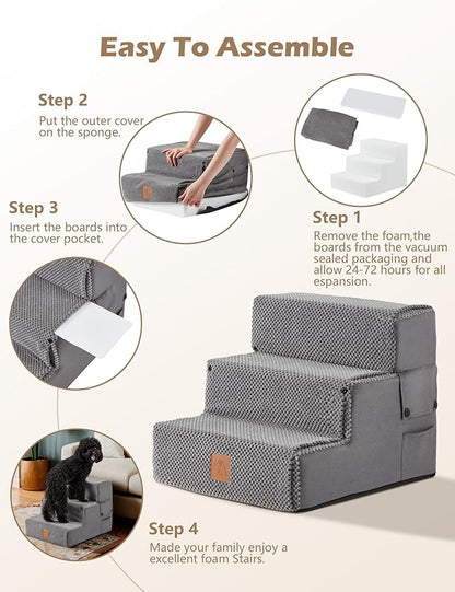 Dog Stairs for Small Dogs 3 Step 14"H for
