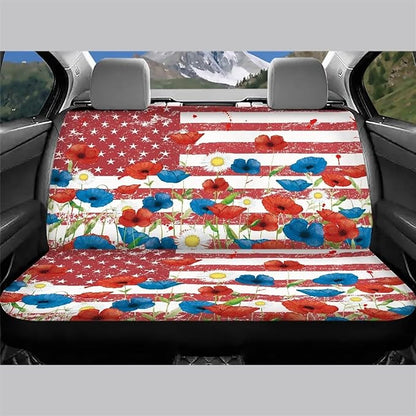 AFPANQZ Flowers USA Flag Back Seat Cover Non-Slip
