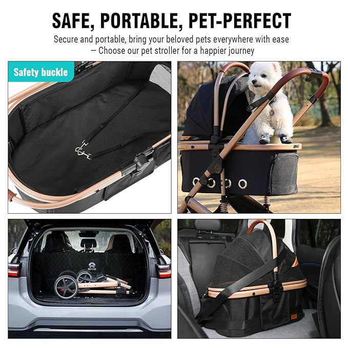 EchoSmile 4 in 1 Pet Stroller 180° Reversible 4-Wheel,45 lbs