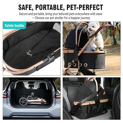EchoSmile 4 in 1 Pet Stroller 180° Reversible 4-Wheel,45 lbs