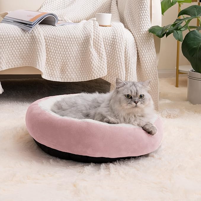 Love's cabin Round Donut Cat and Dog Cushion Bed 20in Pet