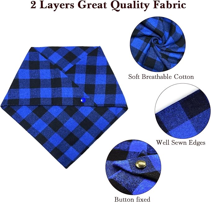 Birthday Plaid Dog Bandana with Button