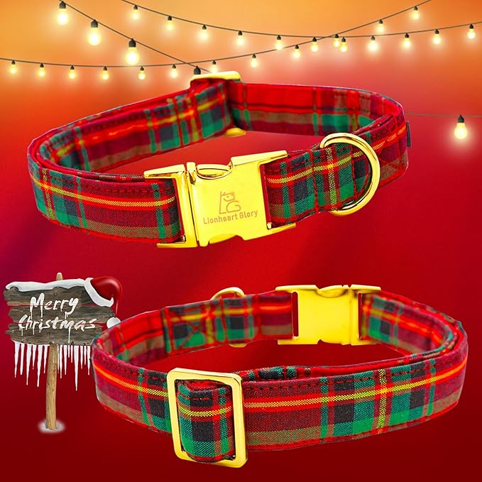 Lionheart glory Christmas Plaid Dog Collar