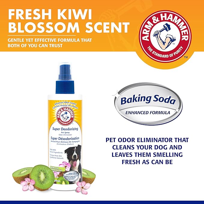 Arm & Hammer For Pets Super Deodorizing Spray for Dogs | Best Odor Eliminating Spray for All Dogs & Puppies | Fresh Kiwi Blossom Scent That Smells Great, 6.7 Ounces-1 Pack (FF9367)