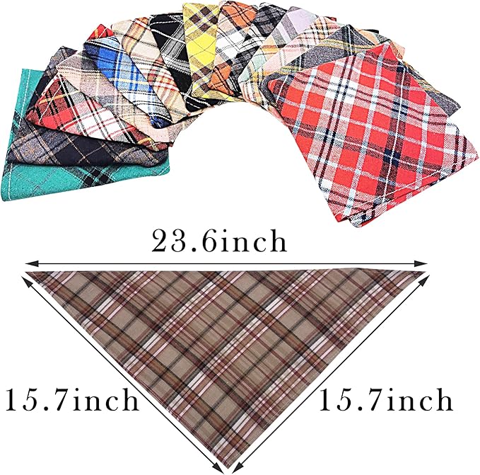 PET SHOW 50pcs Bulk Plaid Small Dog Bandanas