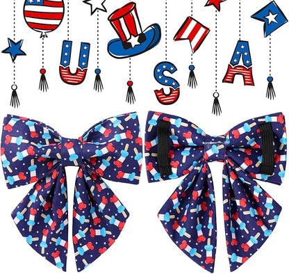 Patriotic Dog Collar with Bow Tie 4th of 13.5-22in