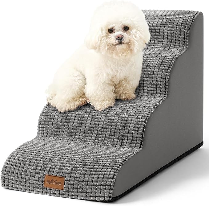 Dog Stairs for Medium Bed 20" H 15.7x28.3x19.7in, Light 4 Tiers