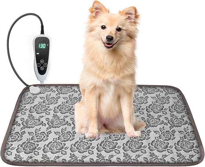 Dog Heating Pad for Dogs 28x18in Waterproof Pet Heating Pad Smart Thermostat Switch