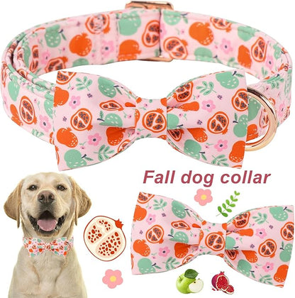 ARING PET Fall Dog Collar-Cute Pink Dog Collar with Bow