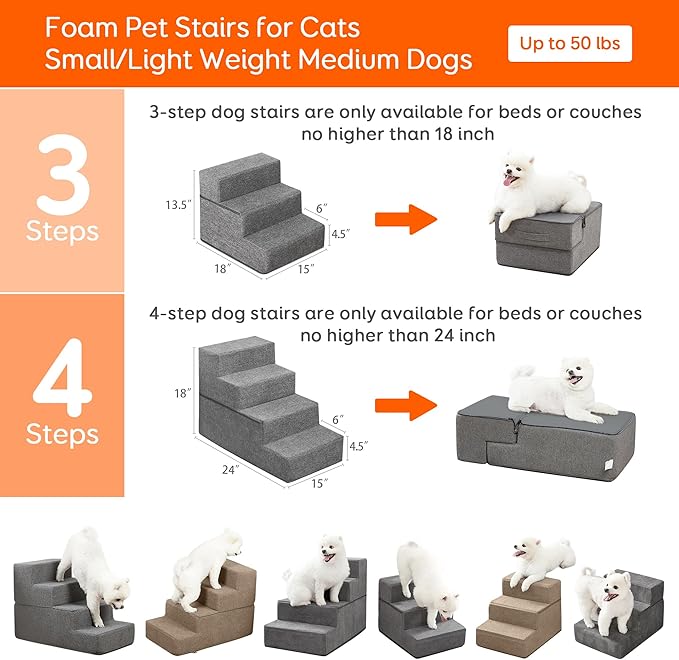 Dog Stairs & Steps for Small Dogs Cats 4-Step (18''