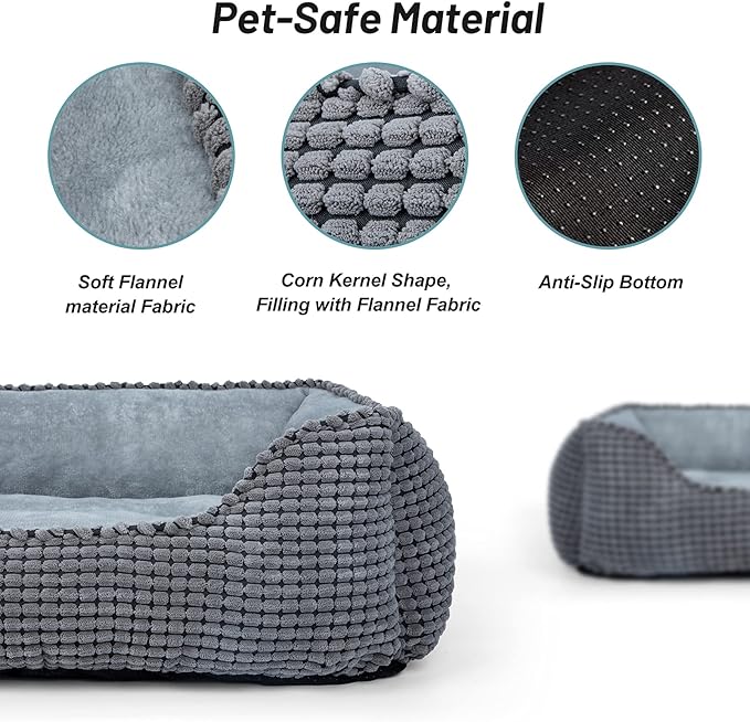 MIXJOY Dog Bed for Large Medium Small Dogs (35'', Grey)
