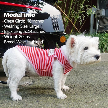 KYEESE 2Pack Dog Shirts Striped for Small Dogs Soft Stretchy Dog T-Shirts Lightweight Dog Tank Top Sleeveless Dog Vest Breathable Cat Shirt