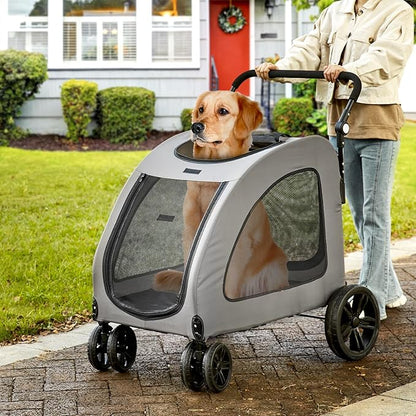 VEVOR Extra Large Dog Stroller for Dogs Up to 160lbs 4 Wheel 2 Dogs