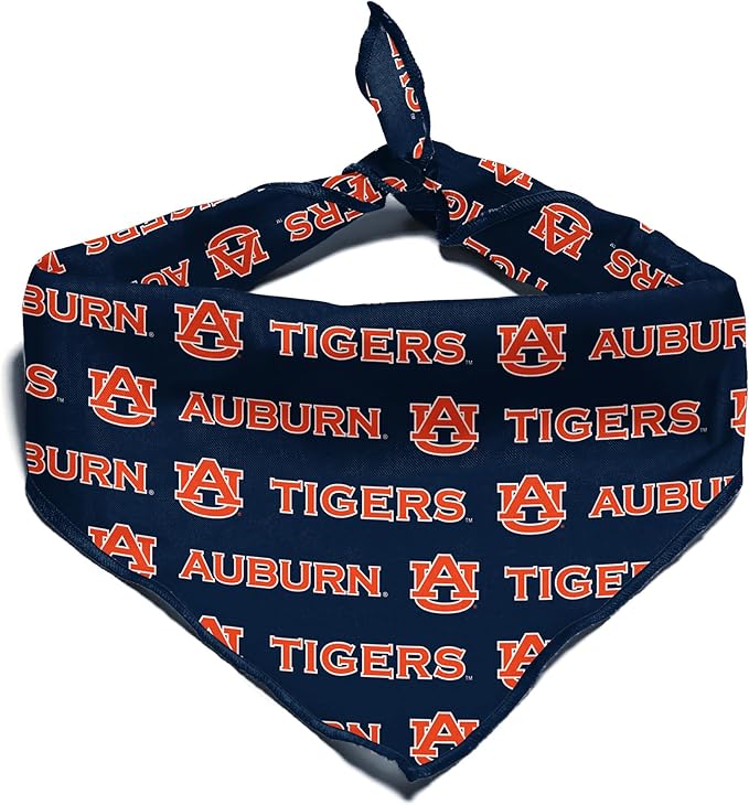 NCAA Officially Licensed Bandana for Dogs and Cats | Fits Pets Great Gift Idea | Easy-to-Tie (Large, Auburn Tigers)