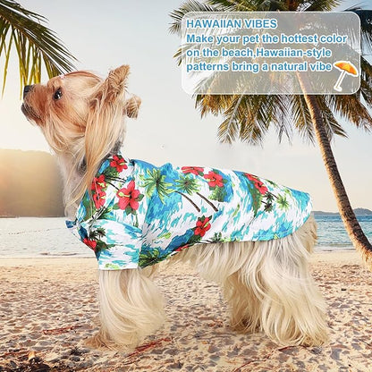 Dog Hawaiian Shirt Hawaii Style Summer Dog Clothes Boy Girl Breathable Cool Costume Beach Seaside Sweatshirt for Small Puppy Polo T-Shirt Pet Outfit