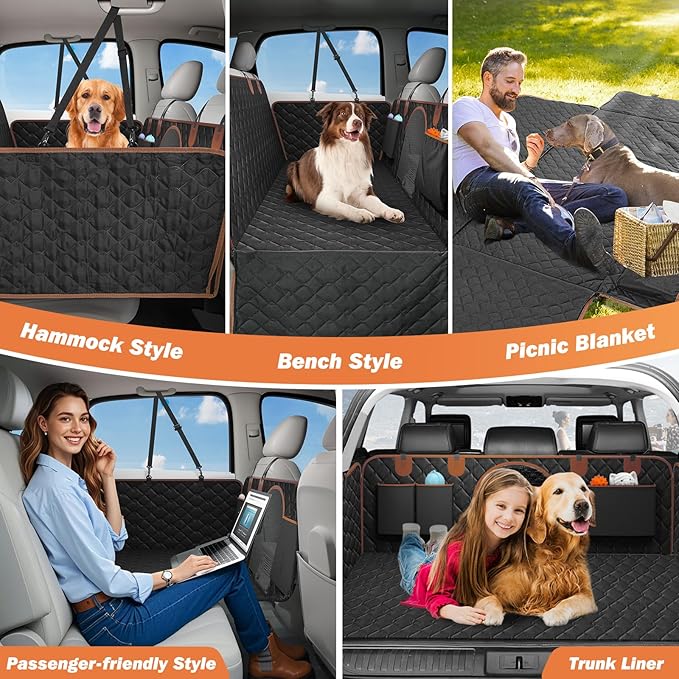 Dog Car Seat Cover for Back Seat 330lbs Waterproof