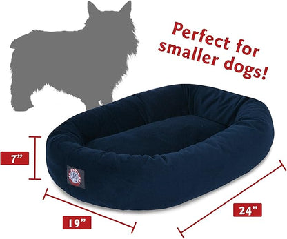 Majestic Pet 24 Inch Suede Calming Dog Bed Washable – Cozy Soft Round Dog Bed with Spine Support for Dogs to Rest their Head 24x19x7 (Inch)