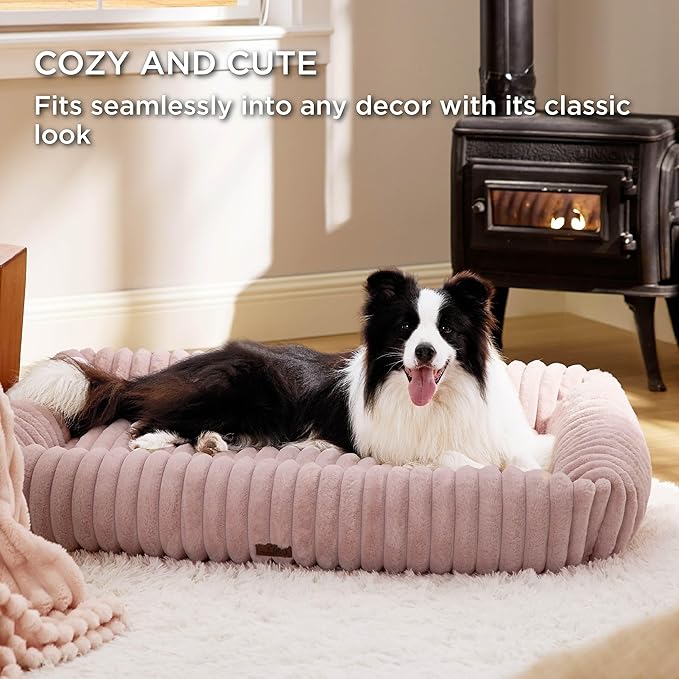 Bedsure Cute Dog Bed for Extra Large Dogs 43x30x8inches, Blush