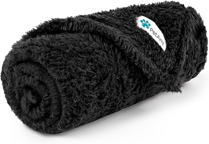 PetAmi Dog Blanket for Small Dogs Black 24x32