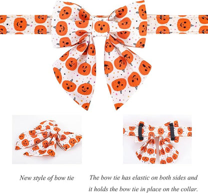 Lionet Paws Halloween Dog Collar Soft Comfortable Bowtie Dog Collar with Metal Buckle Adjustable Collars for X-Large Dogs 16-26in