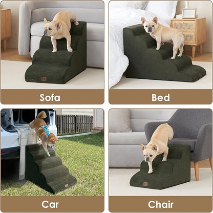 EHEYCIGA Curved Dog Stairs for High Beds 19.7" H 4-Step Dog