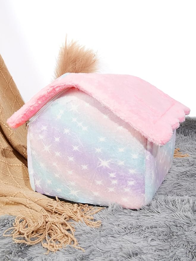 QWINEE Tie Dye Design Cat Dog Bed Pet