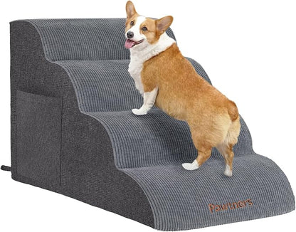 Dog Stairs for Small Dogs: Pawtners 4 Steps 16" Tall Dog Ramp for Bed