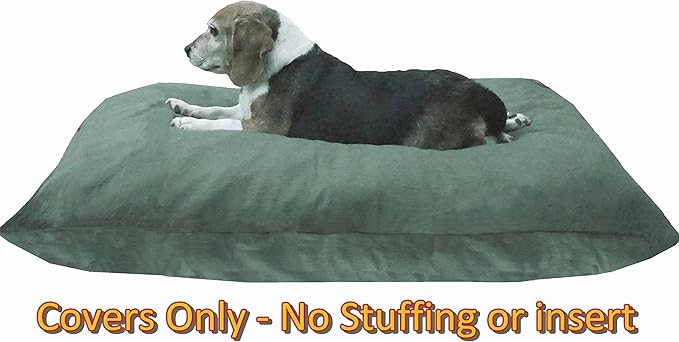 DIY Pet Bed Pillow Denim Cover + Waterproof Internal case for Dog/Cat at Medium 36"X29" Olive Green Color - Covers only