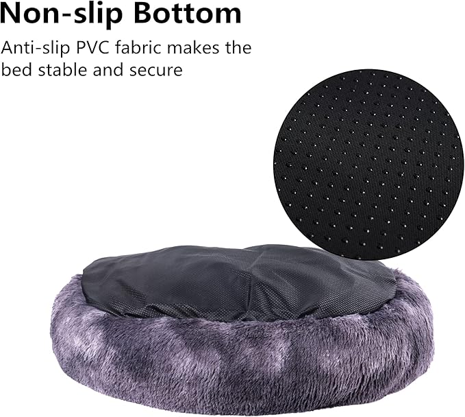 Coohom Oval Calming Donut Cuddler Dog Bed Bed(30"/36") for (XXL(43"x34"x8"), Grey2021)