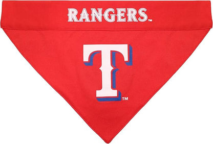 Pets First MLB Texas Rangers Reversible Bandana Size XX-Large for Dogs & Cats. 2 Sided Sports Bandana
