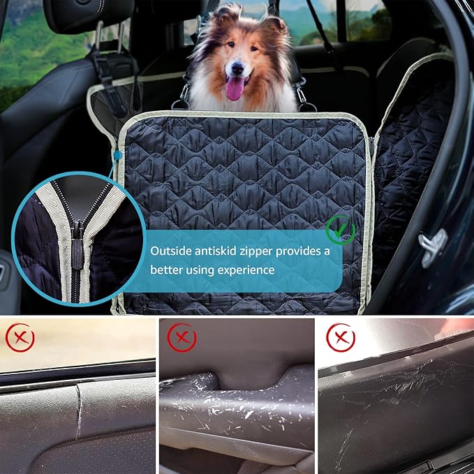 Lassie Dog Car Seat Covers for Back Seat Waterproof with Mesh Visual Window Durable Scratchproof Nonslip Dog Car Hammock with Universal Size Fits for Cars