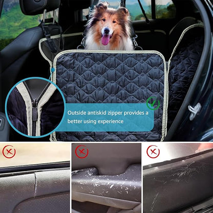 Lassie Dog Car Seat Covers for Back Seat Waterproof with Mesh Visual Window Durable Scratchproof Nonslip Dog Car Hammock with Universal Size Fits for Cars