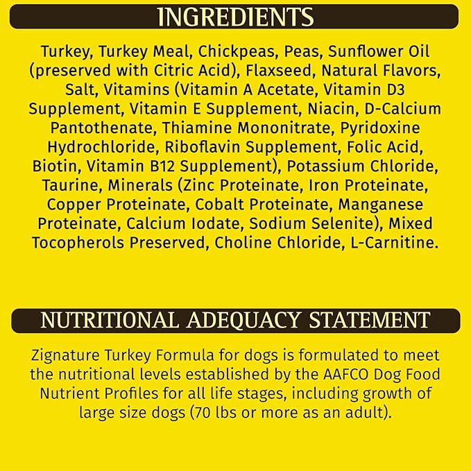 Zignature Turkey Limited Ingredient Formula Small Bites Dry Dog Food 12.5lb