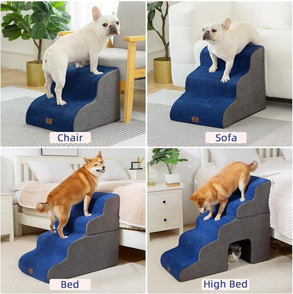 Pettycare Dog Stairs Ramp for High Beds and Couch 3 Steps,Navy