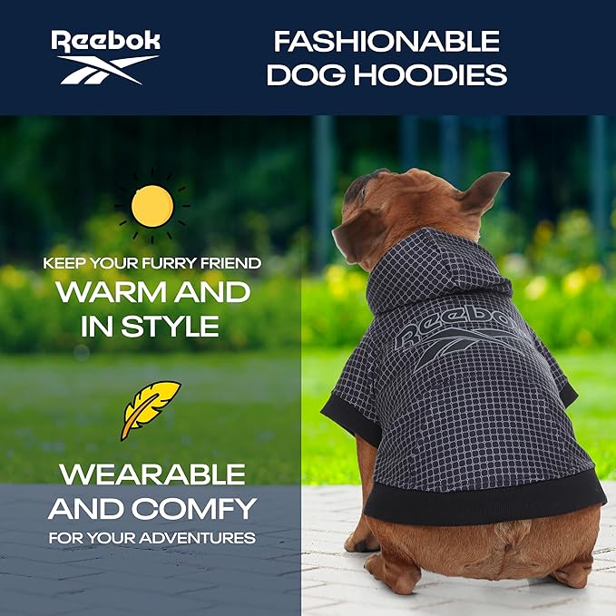 Reebok Dog Hoodie – Fleece Dog Sweater with Leash Hole