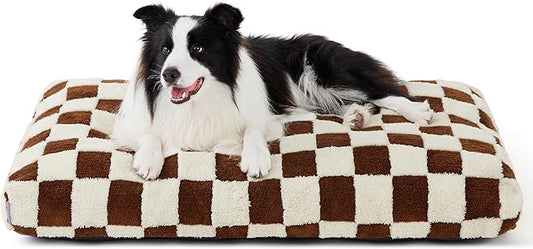 Lesure Large Dog Beds-Thick Shredded Chopped Foam Pet Bed Bottom(36'x27', Brown)