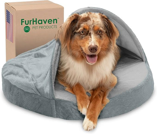 Furhaven 26" Round Orthopedic Dog Bed for Medium/Small Dogs w/ Removable Washable Cover 30 lbs 26-inch