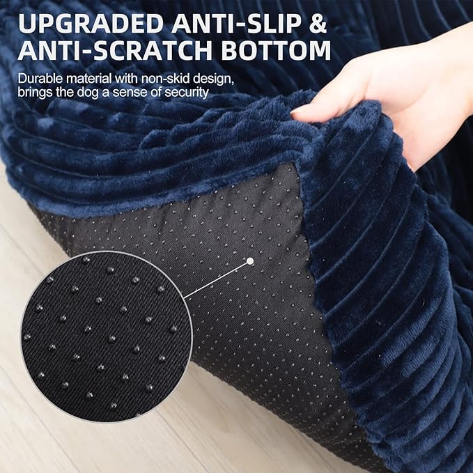 Dog Crate Bed Washable Dog Beds for Extra Large Dogs Deluxe Thick Flannel Fluffy Comfy Kennel Pad Anti-Slip & Anti-Scratch Pet Sleeping Mat 41 x 27 Inch,