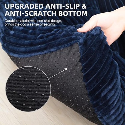 Dog Crate Bed Washable Dog Beds for Large Dogs Deluxe Thick Flannel Fluffy Comfy Kennel Pad Anti-Slip & Anti-Scratch Pet Sleeping Mat 35 x 23 Inch,