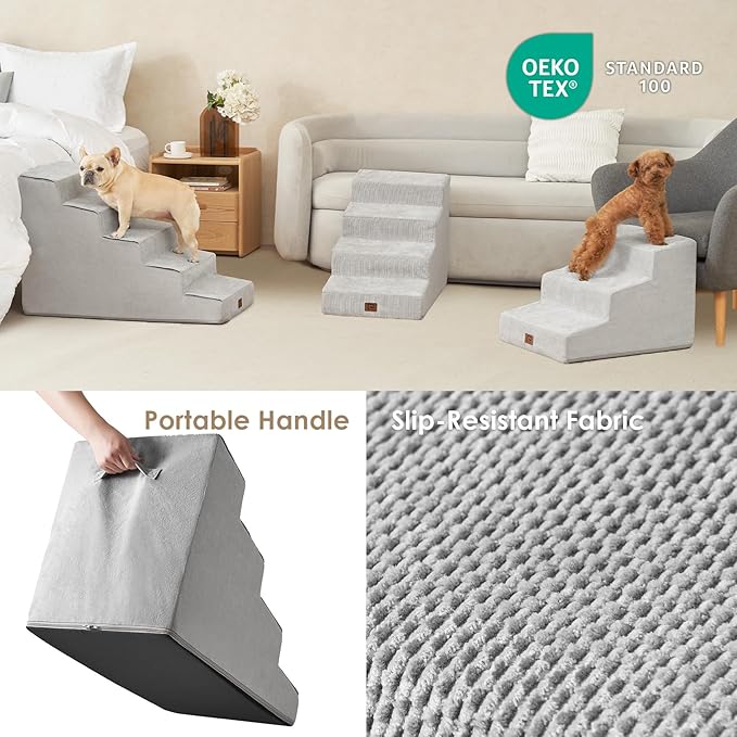 EHEYCIGA Dog Stairs for Small Dog 22.5”H 5-Step Slope