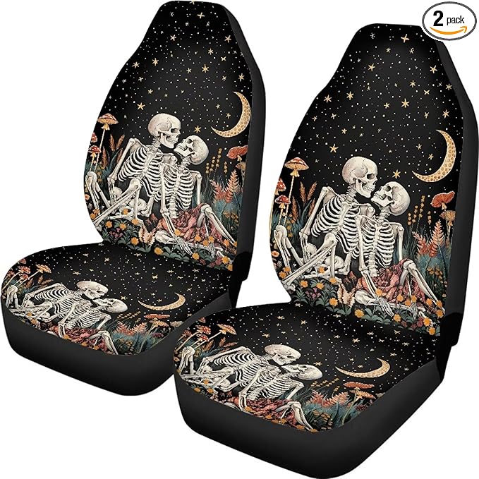 Halloween Skull Mushroom Moon Car Seat Covers Washable Seat Protector for Women Men Automotive Vehicle Seat Covers Car Interior Accessories for Cars