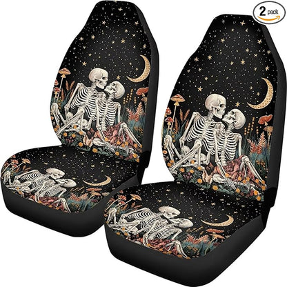 Halloween Skull Mushroom Moon Car Seat Covers Washable Seat Protector for Women Men Automotive Vehicle Seat Covers Car Interior Accessories for Cars