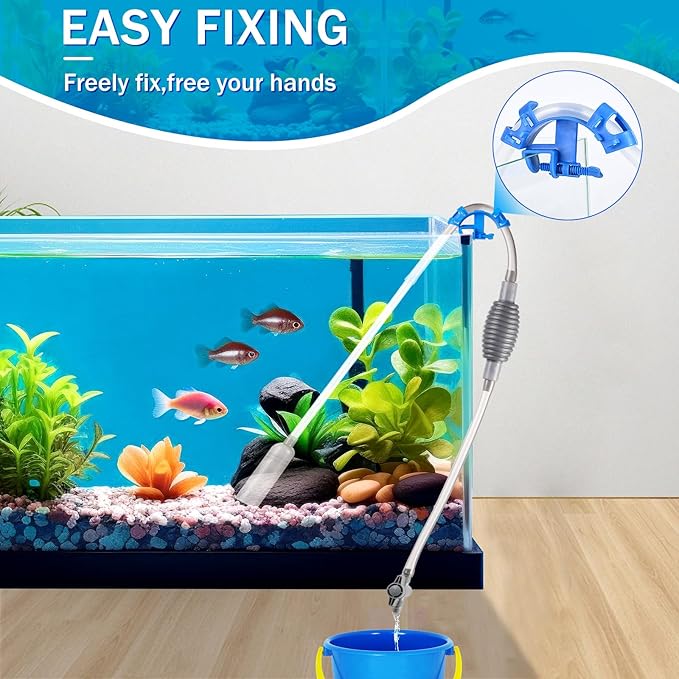 FACULX Fish Tank Cleaner Vacuum with Fish Tank Cleaning Kit，Plastic Gravel Vacuum for Aquarium，Aquarium Siphon Pump for Water，Aquarium Vacuum Gravel Cleaner for Various Tank Sizes