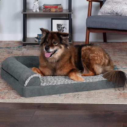 Furhaven Memory Foam Dog Bed for Large/Medium Dogs w/ Removable Bolsters & Washable Cover 55 lbs